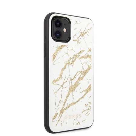 Guess Márvány üveg arany csillogás - iPhone 11 tok (fehér)