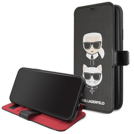 Karl Lagerfeld Booktype - Étui pour iPhone 11 Pro Max avec porte-cartes (Noir)