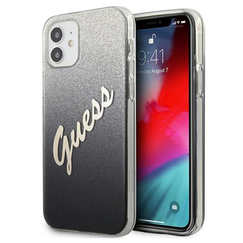 Guess Glitter Gradient Script - Tasche iPhone 12 mini (Schwarz)