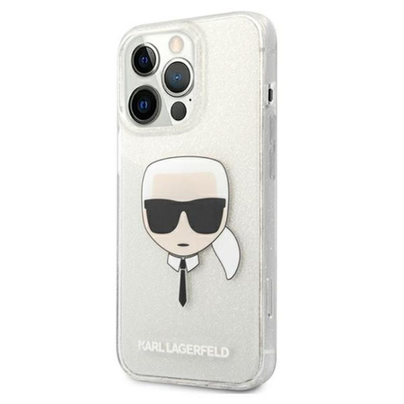 Karl Lagerfeld Karl's Head Glitter - Coque pour iPhone 13 Pro (argent)