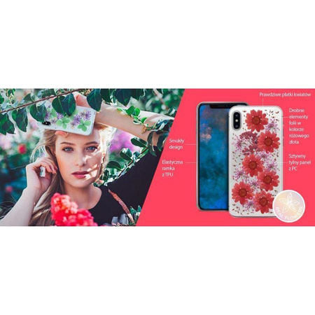 PURO Glam Hippie Chic Cover - iPhone XR tok (valódi virágszirmok zöld)