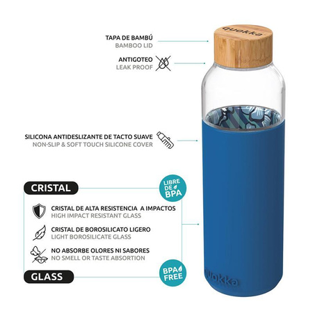 Quokka Flow - Skleněná láhev na vodu 660 ml (Inner Water Flowers)