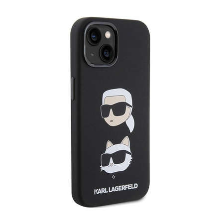 Karl Lagerfeld Silicone Karl & Choupette Heads - Coque iPhone 15 (noir)