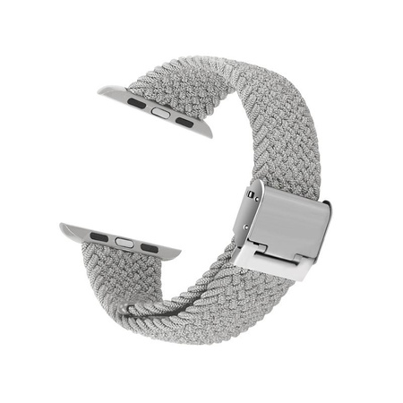 Crong Wave Band - Fonott szíj Apple Watch 44/45/46/49 mm-es órához (világosszürke)