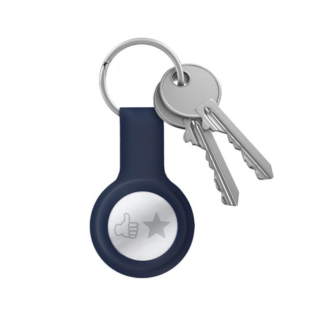 Etui en silicone Crong avec porte-clés - Porte-clés Apple AirTag (bleu marine)