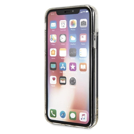 Karl Lagerfeld Signature Glitter Case - pouzdro na iPhone Xs / X (plovoucí přívěsky)