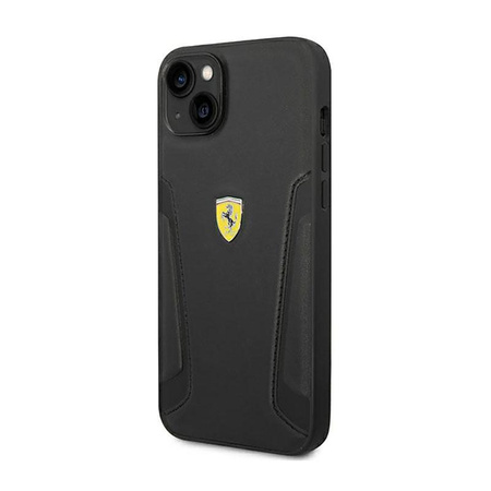 Ferrari Leather Stamp Sides - iPhone 14 Tasche (Schwarz)