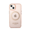 Guess Gold Outline Translucent MagSafe - Etui iPhone 14 Plus (różowy)