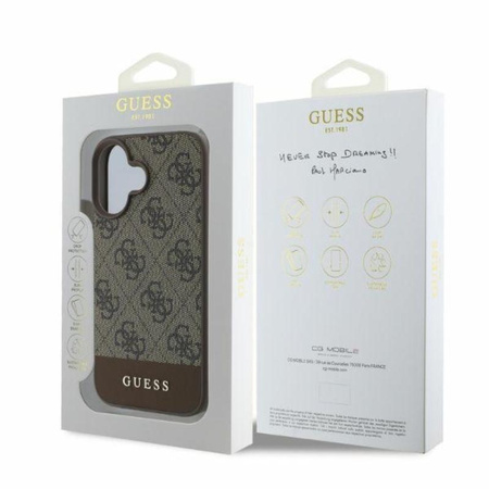 Guess 4G Bottom Stripe - Case for iPhone 16 (brown)