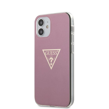 Guess Metallic Triange - pouzdro pro iPhone 12 Mini (růžové)