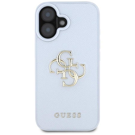Guess Grained Big 4G Logo Small Classic Logo - Pouzdro pro iPhone 16 (modré)