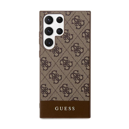 Pouzdro Guess 4G Bottom Stripe Metal Logo Collection - Samsung Galaxy S24 Ultra (hnědé)