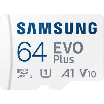 Carte mémoire Samsung microSDXC EVO Plus - 64 Go UHS-I U1 A1 V10 avec adaptateur