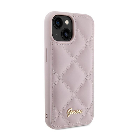 Guess Quilted Metal Logo - Coque iPhone 15 (rose)