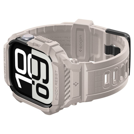 Spigen Rugged Armor Pro V2 – Apple Watch 10/11 42 mm-es (Dune Beige) szíj tokkal