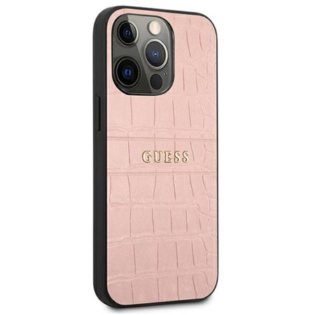 Guess Croco Stamp Lines - Coque iPhone 13 Pro (rose)