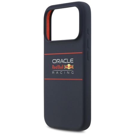 Custodia MagSafe in silicone Red Bull con logo orizzontale centrato per iPhone 17 Pro (blu navy)