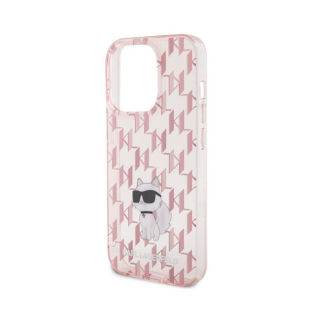 Karl Lagerfeld Monogram Choupette - pouzdro pro iPhone 15 Pro Max (růžové)