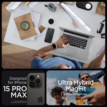 Spigen Ultra Hybrid MagSafe - étui pour iPhone 15 Pro Max (Frost Black)