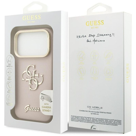 Guess Grained Big 4G & Stand Camera - Pouzdro iPhone 17 Pro (růžové)