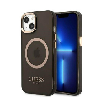 Guess Gold Outline áttetsző MagSafe - iPhone 13 tok (fekete)