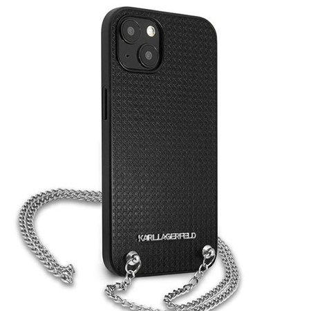 Karl Lagerfeld Leather Textured and Chain - iPhone 13 mini Case (black)