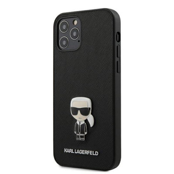 Karl Lagerfeld Saffiano with Pin Ikonik - pouzdro pro iPhone 12 / iPhone 12 Pro (černé)