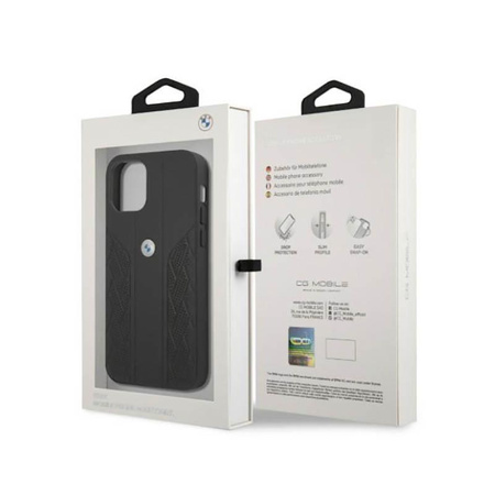 BMW Leather Curve Perforate - Hülle für iPhone 12 / iPhone 12 Pro (Schwarz)