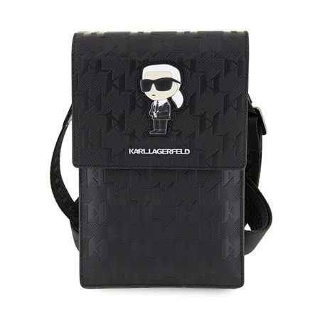 Karl Lagerfeld Saffiano Monogram Iconic - Phone Handbag (black)