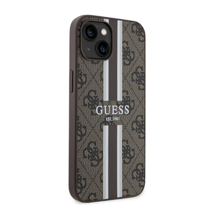 Guess 4G Printed Stripes MagSafe - pouzdro pro iPhone 14 Plus (hnědé)