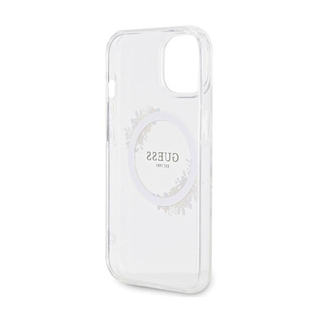 Guess IML Flowers Wreath MagSafe - Case iPhone 15 (Clear)