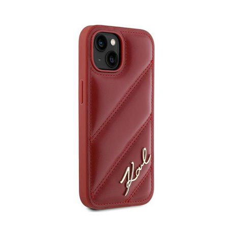 Karl Lagerfeld Diagonal Quilted Script - Etui iPhone 15 / 14 / 13 (rouge)