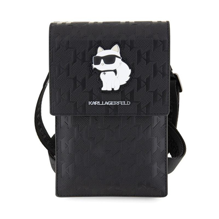 Karl Lagerfeld Saffiano Monogram Choupette - Sac téléphone à bandoulière (noir)