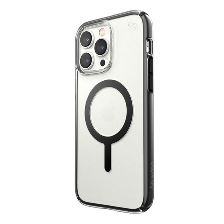 Speck Presidio Perfect-Clear with Impact Geometry + MagSafe - iPhone 14 Pro Max Case with MICROBAN Coating (Clear / Black)