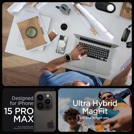 Spigen Ultra Hybrid MagSafe - Hülle für iPhone 15 Pro Max (Zero One White)