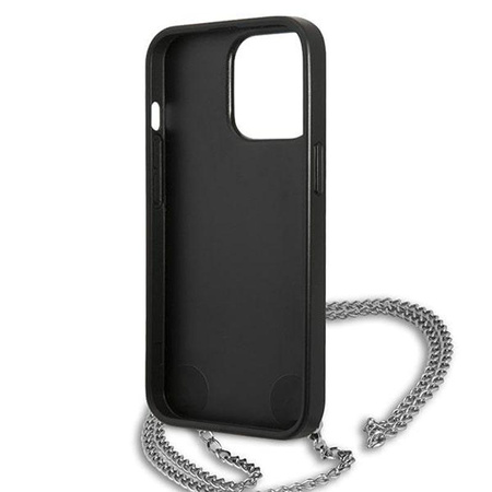 Karl Lagerfeld Leather Textured and Chain - pouzdro pro iPhone 13 Pro (černé)