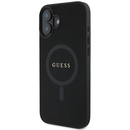 Guess Saffiano Classic Logo MagSafe - Pouzdro iPhone 16 Plus (černé)