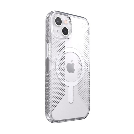 Speck Presidio Perfect-Clear avec Grips + MagSafe - Coque pour iPhone 13 avec revêtement MICROBAN (transparent)