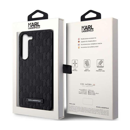 Karl Lagerfeld Saffiano Monogram Metal Logo - Étui Samsung Galaxy S24 (noir)