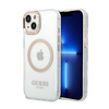 Guess Metal Outline Magsafe - Coque pour iPhone 14 Plus (Transparent / Or)