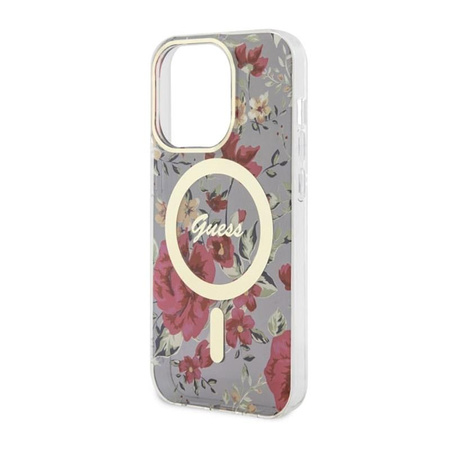 Guess Flower MagSafe - iPhone 14 Pro Tasche (Grün)