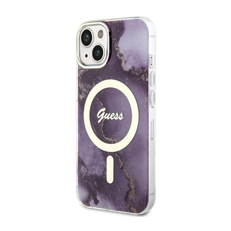 Guess Golden Marble MagSafe - iPhone 14 Case (Purple)