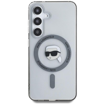 Karl Lagerfeld Button Karl Head Printed Logo MagSafe - Étui pour Samsung Galaxy S25 (noir)