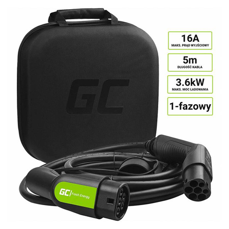 Green Cell - GC EV Type 2 3.6kW 5m charging cable for Golf / Passat GTE, 330e, Panamera E-Hybrid, Prius Plug-In