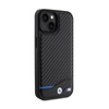 BMW Leather Carbon Blue Line - iPhone 15 tok (fekete)