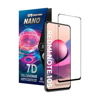 Crong 7D Nano Flexible Glass - 9H unzerbrechliches Hybridglas für den gesamten Bildschirm des Xiaomi Redmi Note 10S