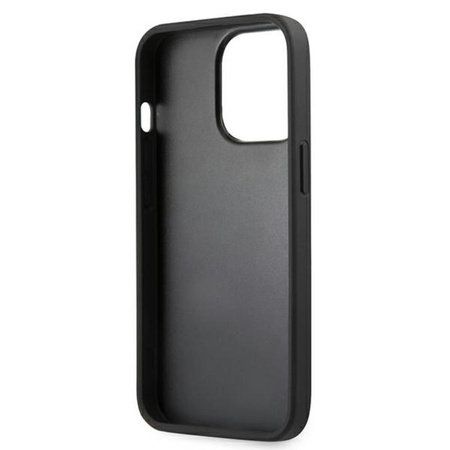 Guess Saffiano Metal Logo Stripes - Coque iPhone 13 Pro (gris)