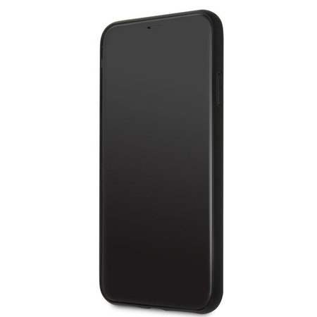 Karl Lagerfeld dupla rétegű edzett üvegből készült csillogó aláírás tok - iPhone 11 Pro Max tok (fekete)