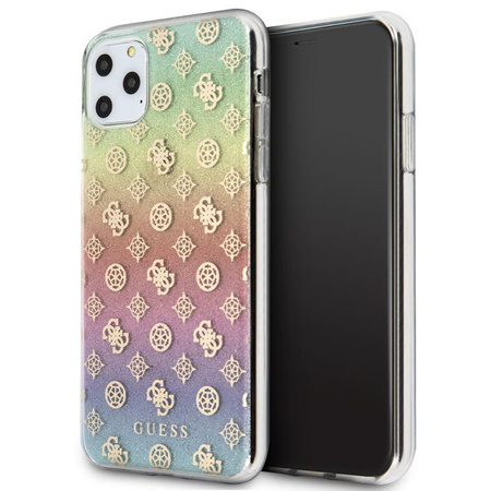 Guess 4G Pfingstrose Galvanisiertes Muster - iPhone 11 Pro Max Hülle (Regenbogen)