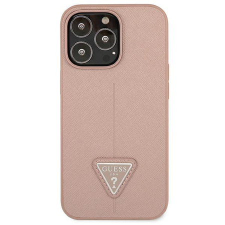 Guess Saffiano Triangle Logo Case – Etui iPhone 13 Pro (różowy)